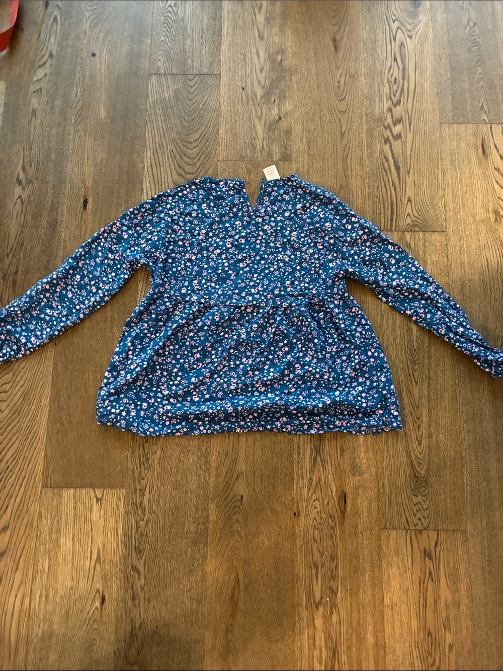 wonder nation Blue Floral Peplum Long-Sleeve Top